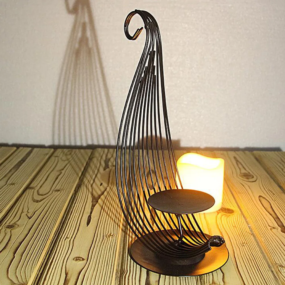 

Wrought Iron Sail Shape Candlestick Tealight Holder for Home Office Decor Aroma Massage Spa Iron Holders