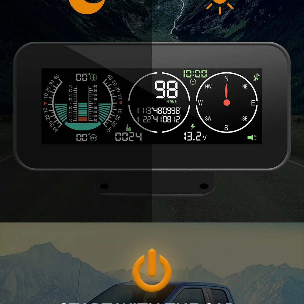 M60 Digitaler Geschwindigkeits- und Neigungsmesser Inclinometer M50 mit GPS-Tachometer und Kompass für Offroad-Zubehör 4x4 Bordcomputer – Detail 10