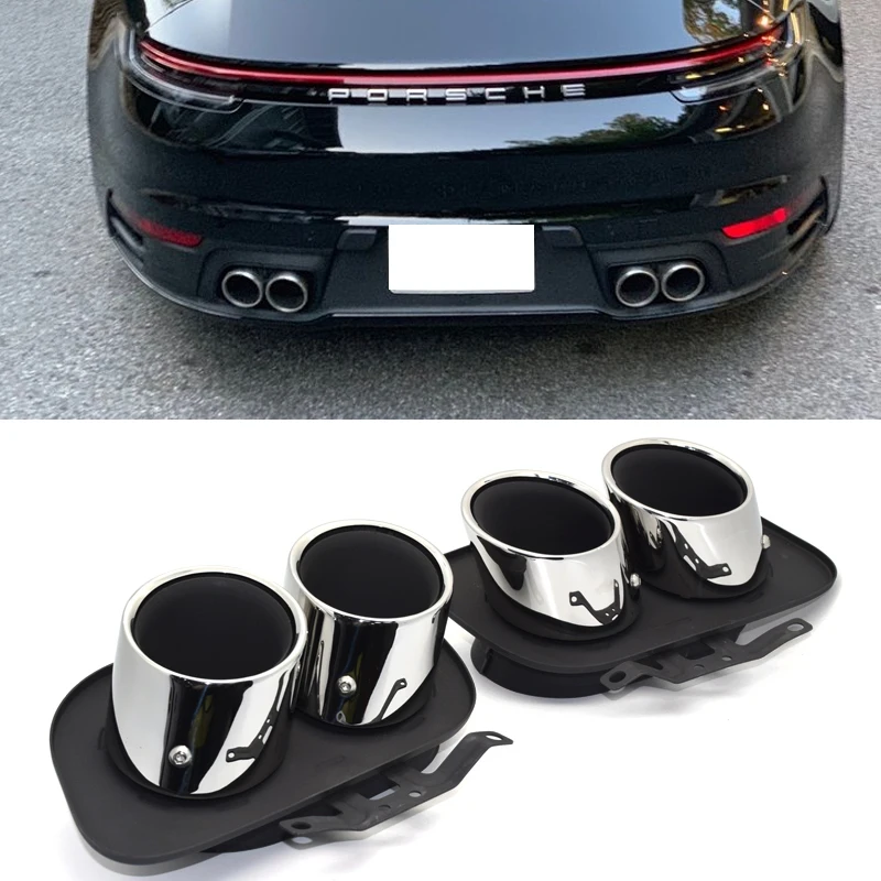 Quad Car Exhaust Tip For Porsche 992 Carrera 2/4 /S /4S 304 Stainless Steel Muffler Tip Tailpipe Exhaust System Nozzle Tips