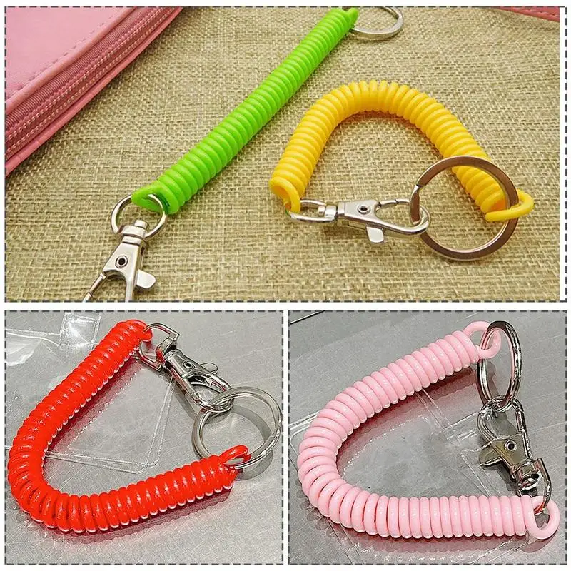 Practical Retractable Plastic Elastic Rope Key Spring For Outdoor Security Tools Keychain Camping