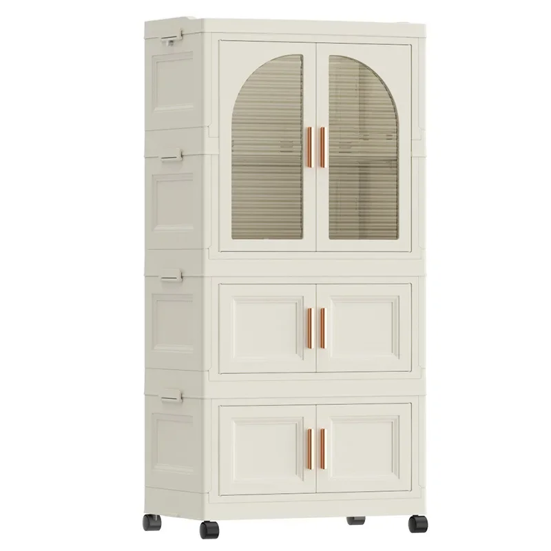 Multifunctional Folding Wardrobe Thickening Living Room Cabinet Storage Locker Clothes Doll Storage Box Cabinet With Pulley