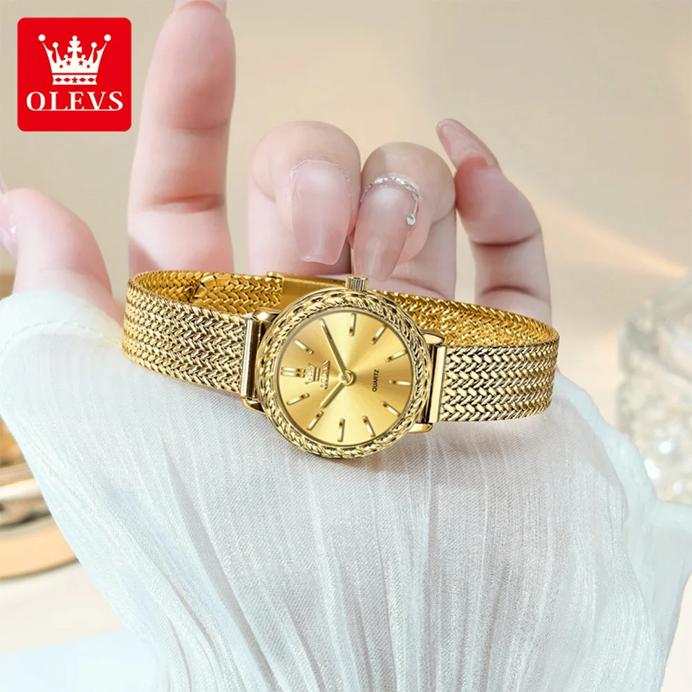 OLEVS 5643 New Quartz Watch for Women Fashion Simplicity Retro Gold Watch Luxury Brand Original Ladies Waterproof Watches Reloje