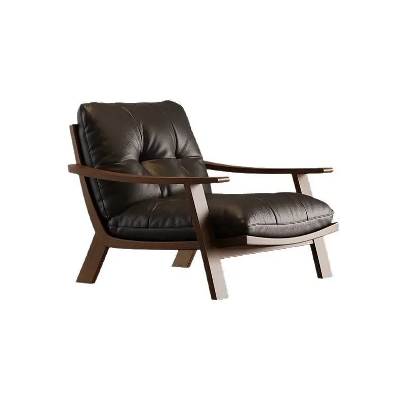 

Sofa Chair Leisure Chair Vintage Maillard Leather Single Sofa Balcony Lazy Sofa