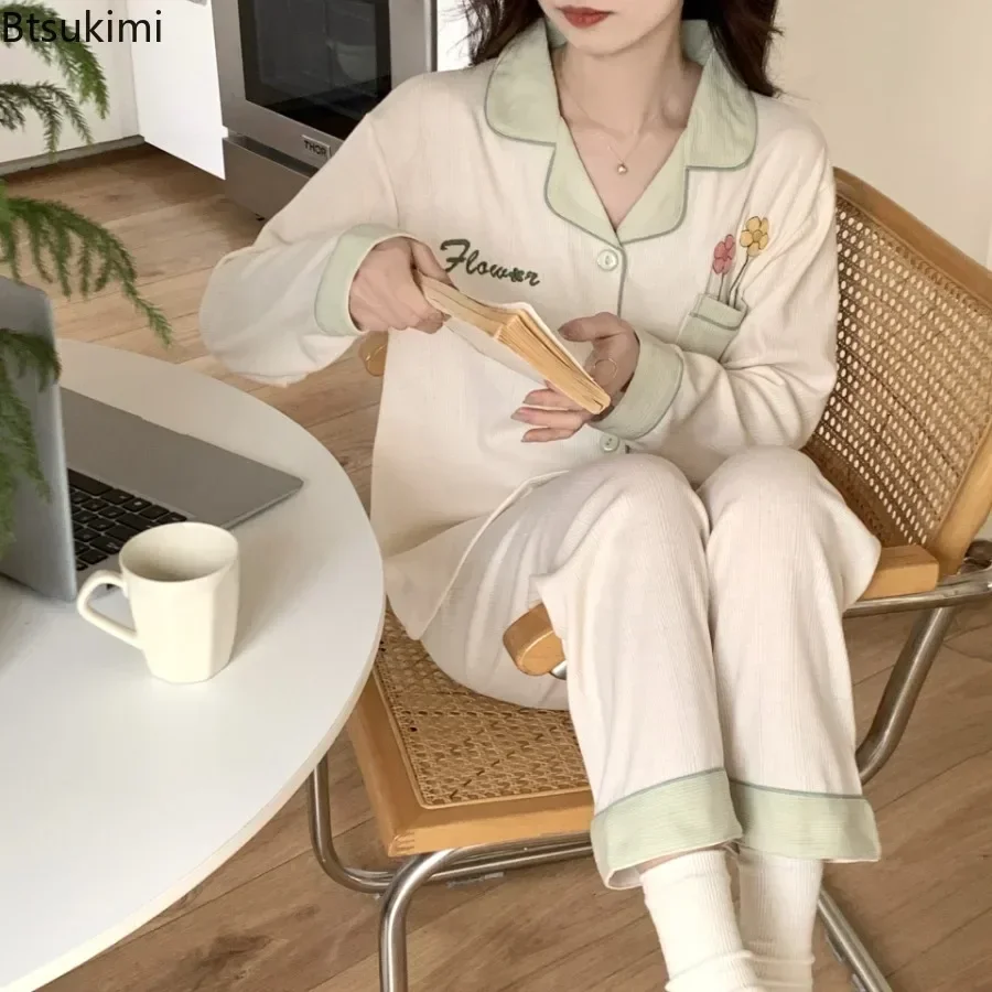 2025 Women's Summer 100% Cotton Yarn Pajama Sets Chinese Retro Style Short Sleeve Tops and Pants Set Homewear Sets Women Lounge