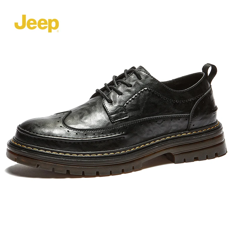 

Jeep Men's British Brogue Casual Leather Shoes Formal Business Dress Shoes for Wedding
