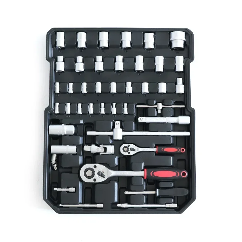 499pcs Hand Tools Set Kit With Pull-Along Suitcase And Aluminum Box Four Layers Of Hardware Tools  Socket Wrenches Set Spanner