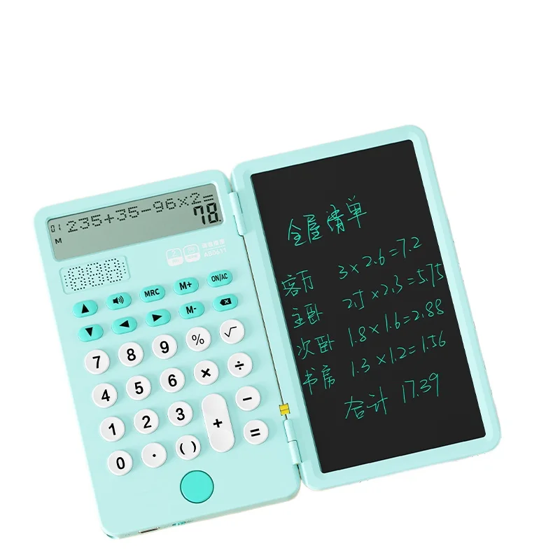 Voice dual-line display calculator,  portable bookkeeping handwriting pad, multi-functional calculator, voice version