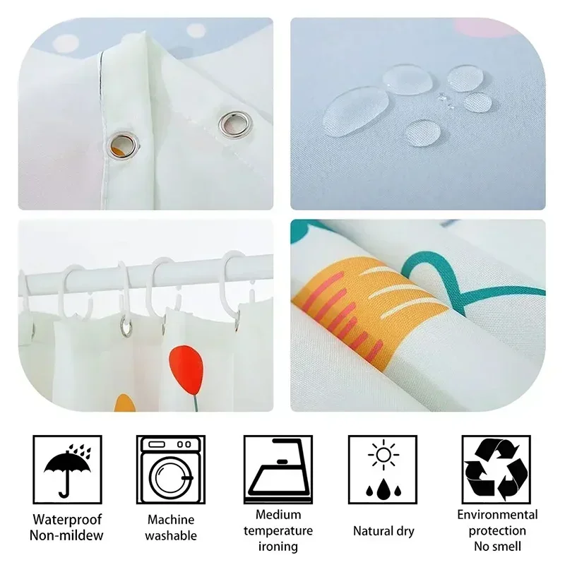 PO01 ستارة Marioes لإكسسوارات الحمام قماش مقاوم للماء ستائر الحمام للمنزل دش حمام غرف النوم الظل مبهمة