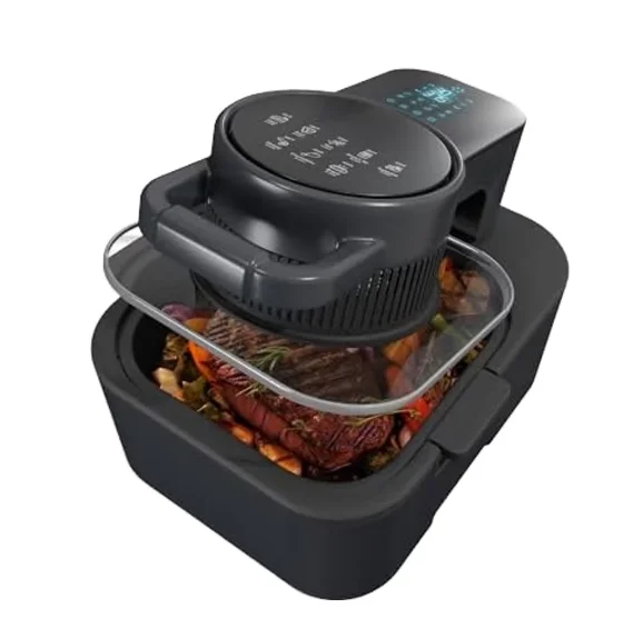 

6-in-1 Non-Toxic Black Digital Air Fryer with Precise Temp Timer Control Auto Shutoff Roast Bake Functions Electric Power Source