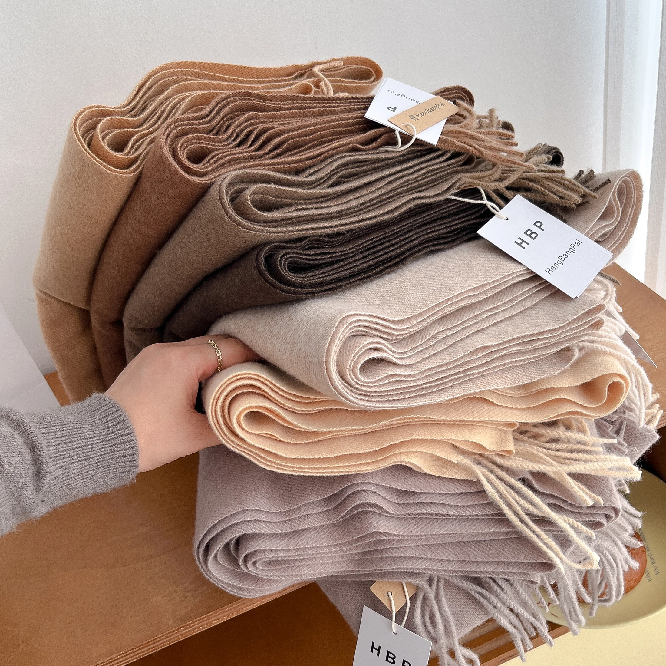 2023 neue Winter Wolle Schal Für Frauen Lange Warme Kaschmir Schals Hijab Solide Dame Schal Wrap Weibliche Pashmina Bandana Kopf schals – Detail 6