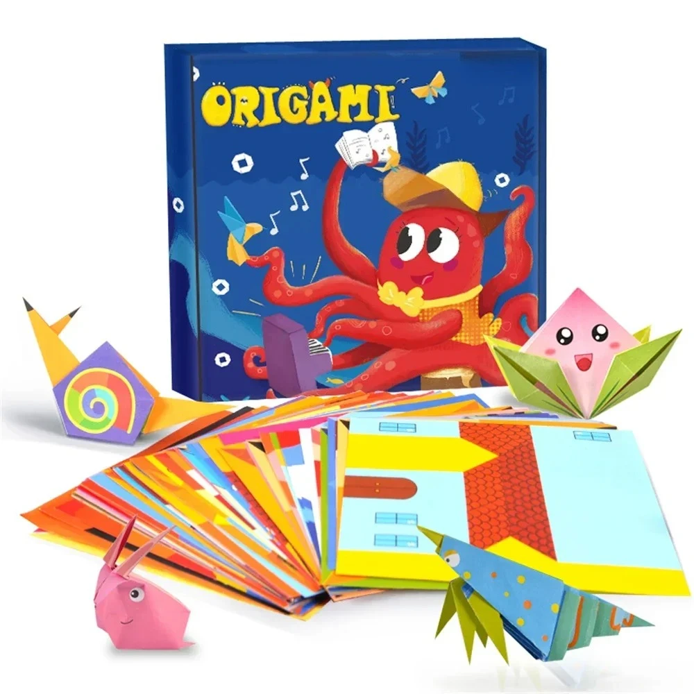 54/108Pcs Montessori Toys Cartoon Animal Origami Paper DIY Kids Craft Toy Handcraft Parper Art Educational Toy for Children Gift