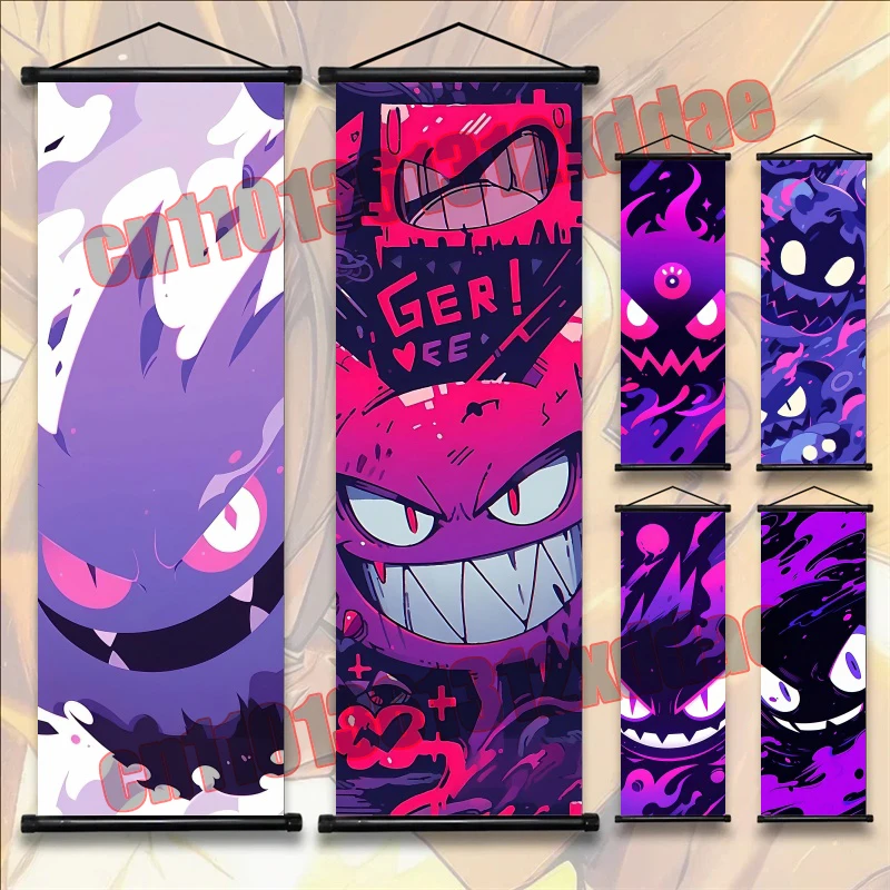 

Anime Pokemon, Gengar, Fan Collection Scroll Drawing Poster Printing Art White Canvas Home Bedroom Decoration Painting Gift