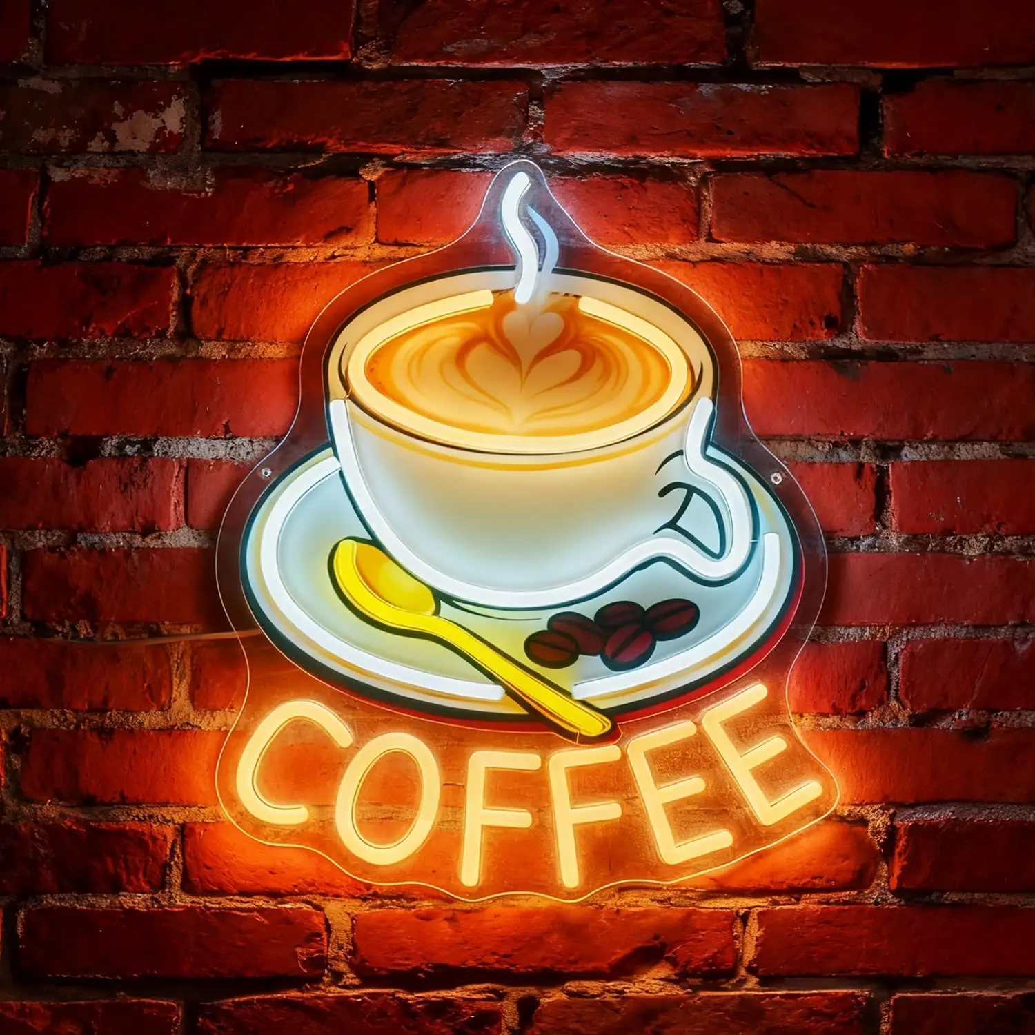 

LED Coffee Neon Signs Cafe Cup Sign for Coffee Snack Bar Corner Station Kitchen Business Shop Store Window Wall Art Decor
