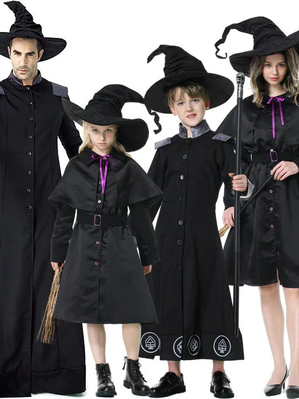 

Halloween Magician Robe Parent Child Performance Dress Long Robe Traditional Chinese Costume Stage Performance Wardrobe