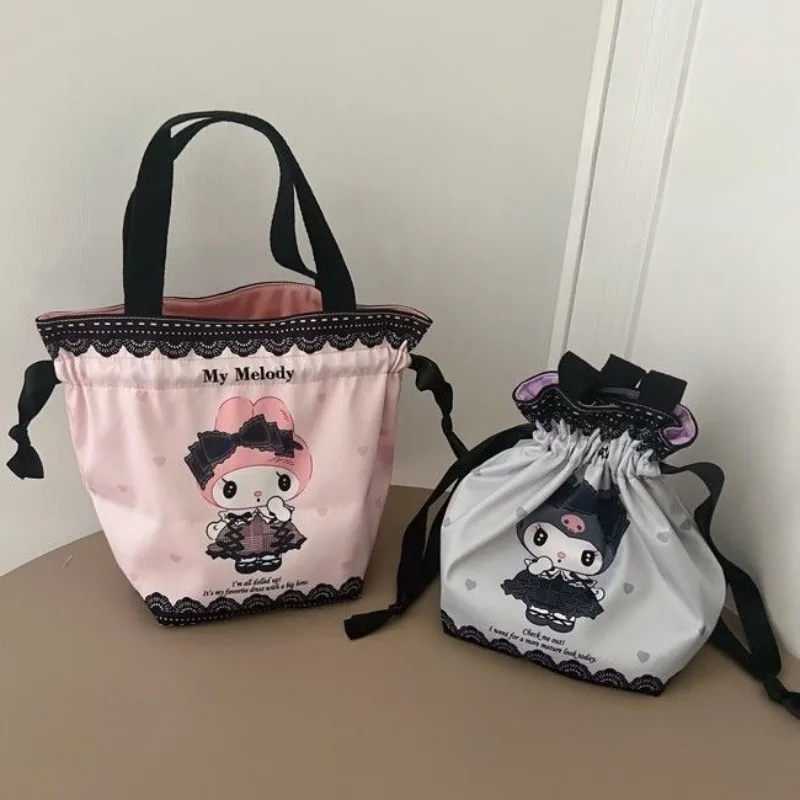 

Сумка на шнурке Sanrio My Melody Kuromi, новинка, Мультяшные аксессуары с рисунком персонажа из аниме, кавайная ручная сумка для хранения для девочек, подарок