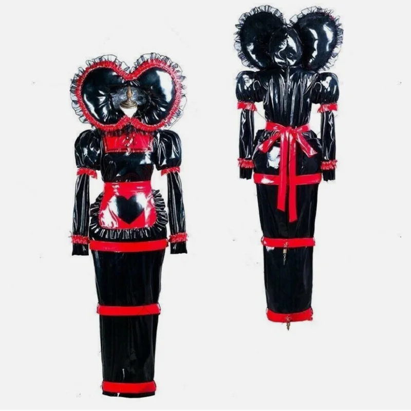 Französisches Dienstmädchen Sisi Mädchen abschließbares schwarzes PVC-Kleid Cosplay-Kostüm nach Maß