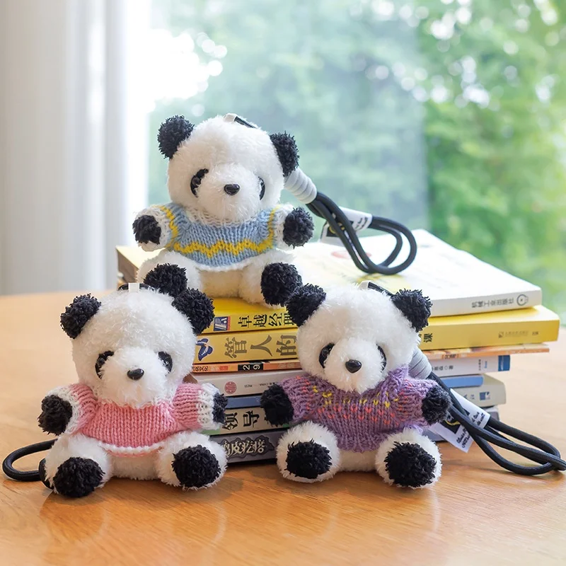 Cute Panda Keychain New Fashion Plush Key Chain Anti Theft Wristband Keyring Small Panda Stuffed Animal Pendant for Backpack