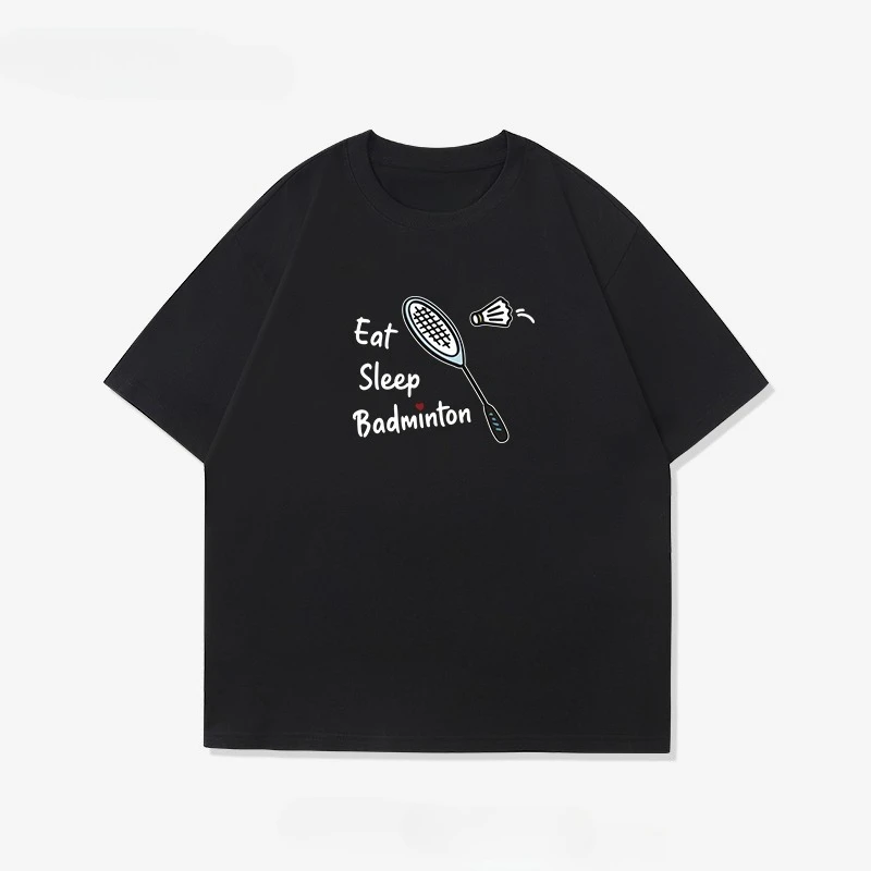 

2025 Новый стиль, забавный узор для бадминтона, модные повседневные мужские и женские свободные уличные топы с короткими рукавами и принтом