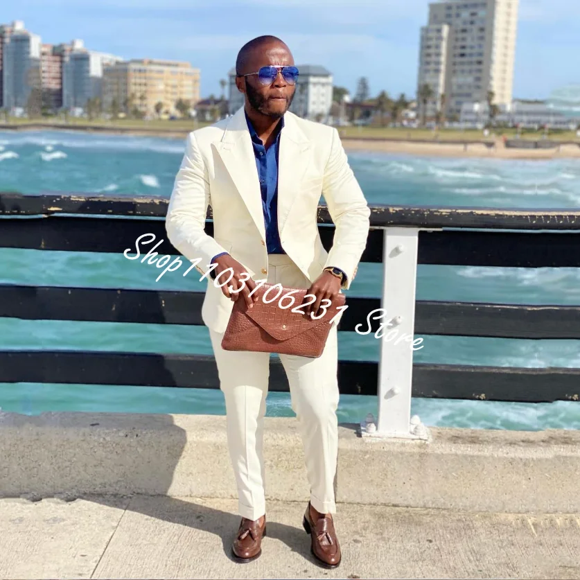 Classic Men's Suit Business Design Formal Groom Suit Peak Lapel Wedding Tuxedos Jacket Pants Slim Fit Blazer Costume Homme