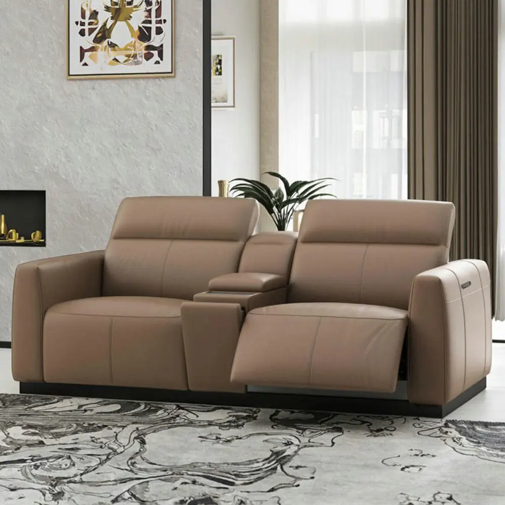 #I Shape Modular Genuine Leather Modern Sectional Dual Electric Recliner Sofa Set Eco-Friendly Living Hotel