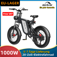 EU Stock GUNAI Electric Ebikes 1000W Brushless Motor 20 Inch Fat Tire Adult 7 speed 48V 25Ah Battery Off-Road Mountain Bicycle