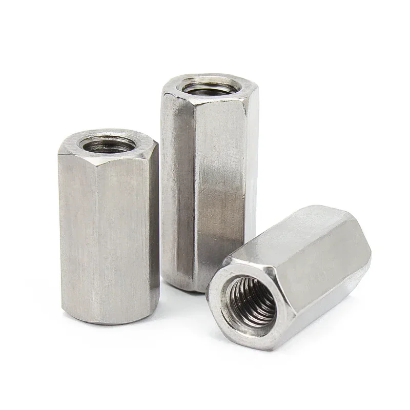 304 A2 Stainless Steel Tubular Coupling Nut Hexagon Hex Extend Long Lengthened Rod Connector Joint Sleeve M3 M4 M5 M6 M8 ~ M24