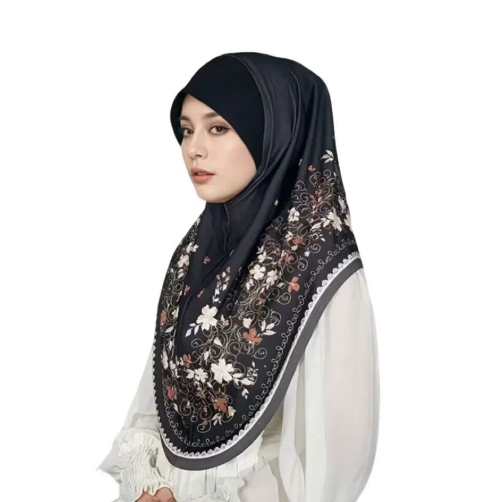 

Breathable Eid Al-Fitr Long Floral Turban Cotton Adjustable Printed Arab Lady Headscarf Elastic Versatile Hijab Head Wrap Women