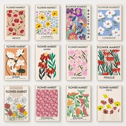 Flower Poster Canvas Painting Abstract Art Flower Market Print Nordic Style Wall Art Picture for Living Room Home Decoration