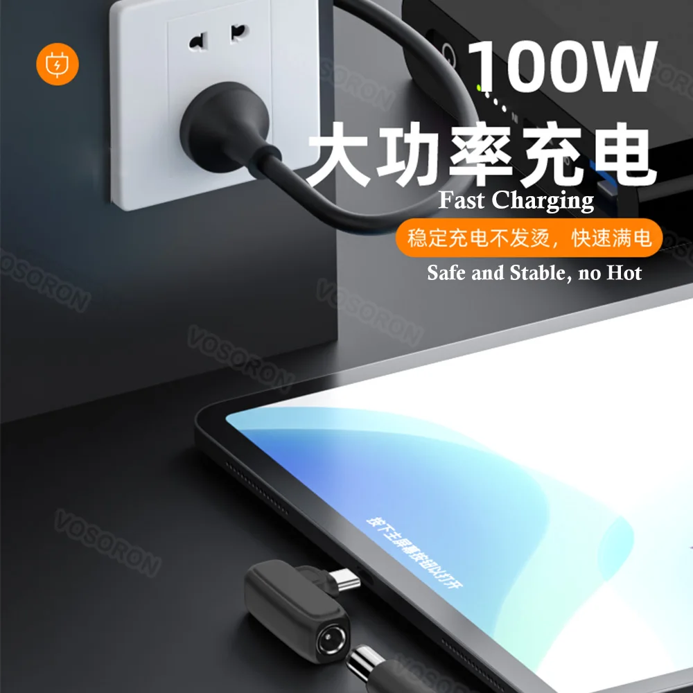 ​65W 100W PD DC 7.4 x 5.0mm Female Input to USB Type C Male Power Charging Adapter for Phones,Tablets,Laptops