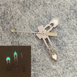 Sliver Watch Hands Green Luminous Yellow Edged Second Hand Watch Accessories for Japan NH35/ NH34/ 36/ 4R/ 7S Movement