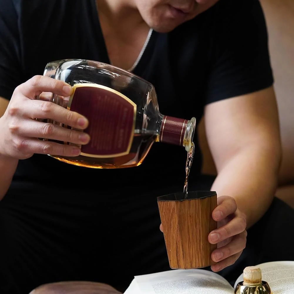 1/2/3 PCS Whiskey Cup Handmade Wooden Bourbon Cup Charred Drinking Vessel Whiskey Glass for Bar Home Party Drinkware