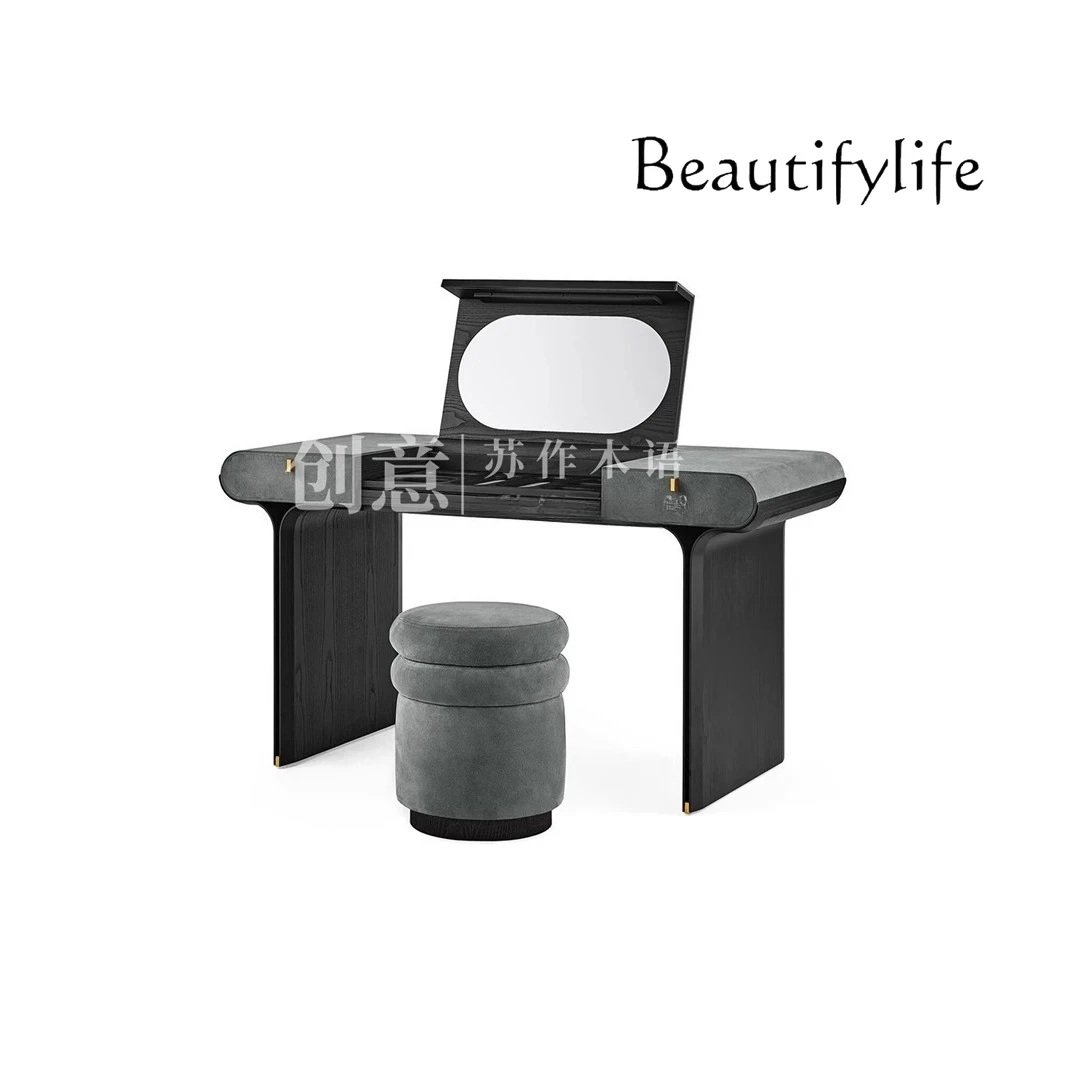 

Italian minimalist light luxury high-end flip dresser bedroom modern dressing table premium makeup table