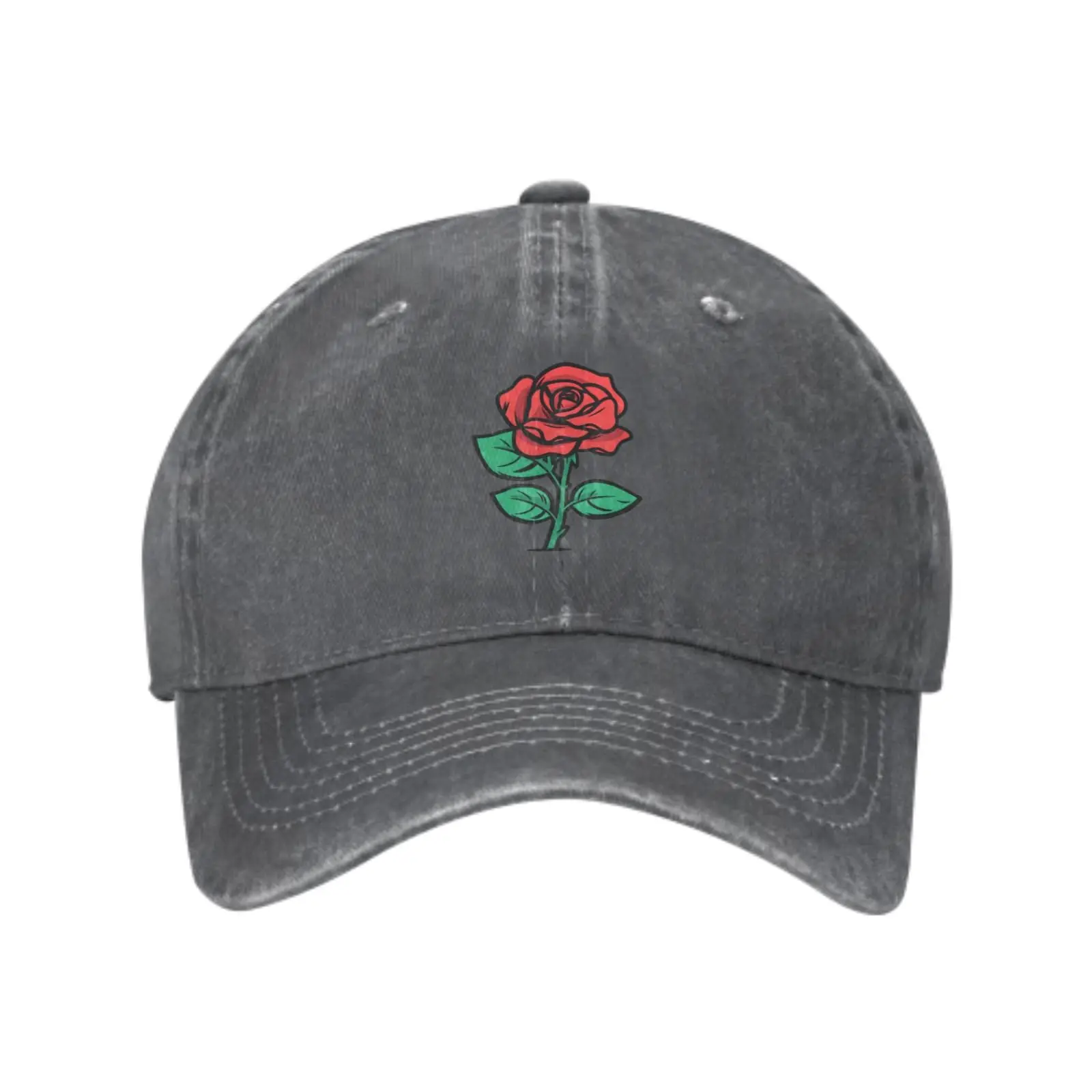 Red Rose Funny Gifts Fashion Baseball Cap Adult Denim Sunshade Hat Pure Cotton Unisex Adjustable Breathable For Outdoor Fishing