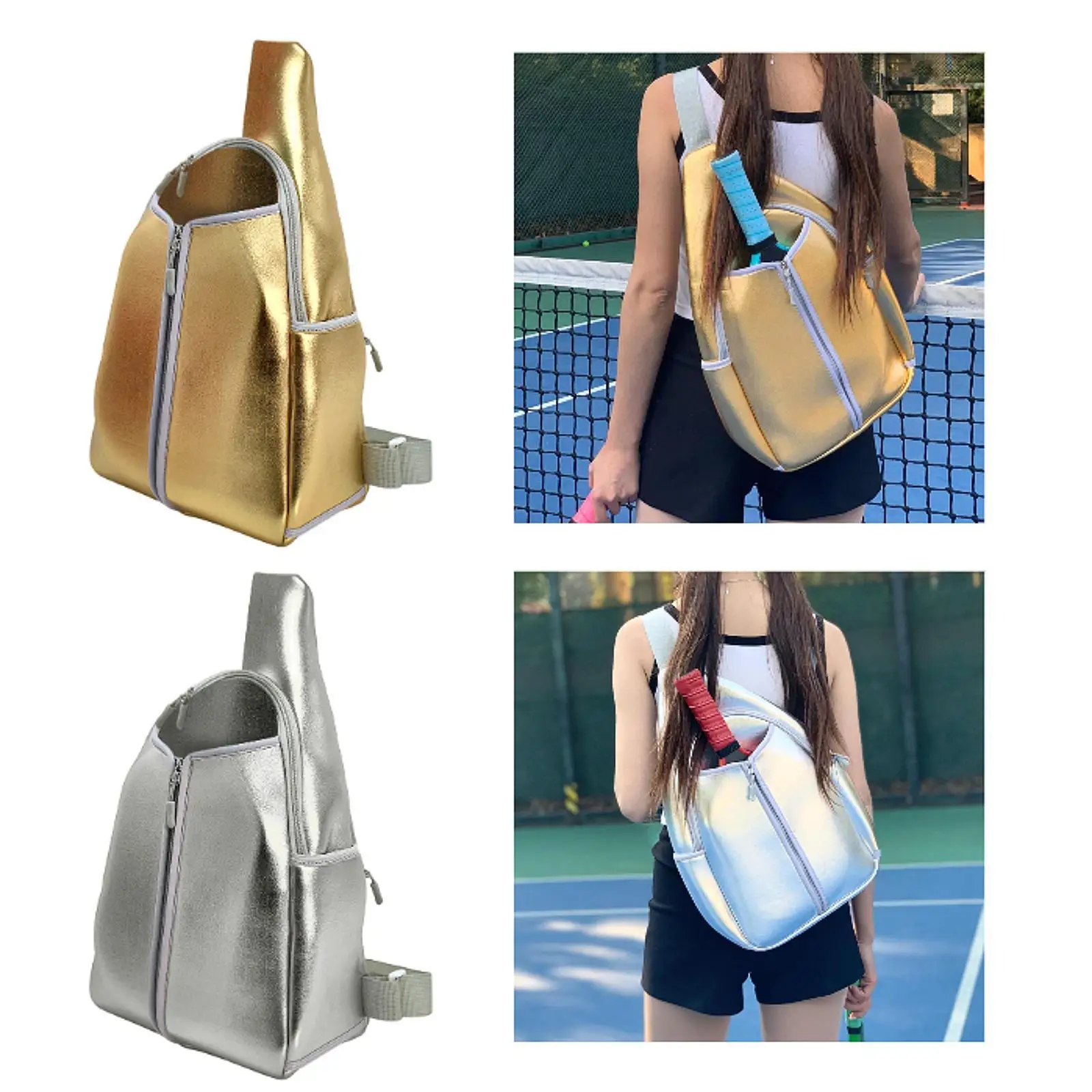 

Pickleball Paddle Bag Large Oxford Cloth Shoulder Sling Pickleballs Accessories Organizer for Outdoor Court and Gym