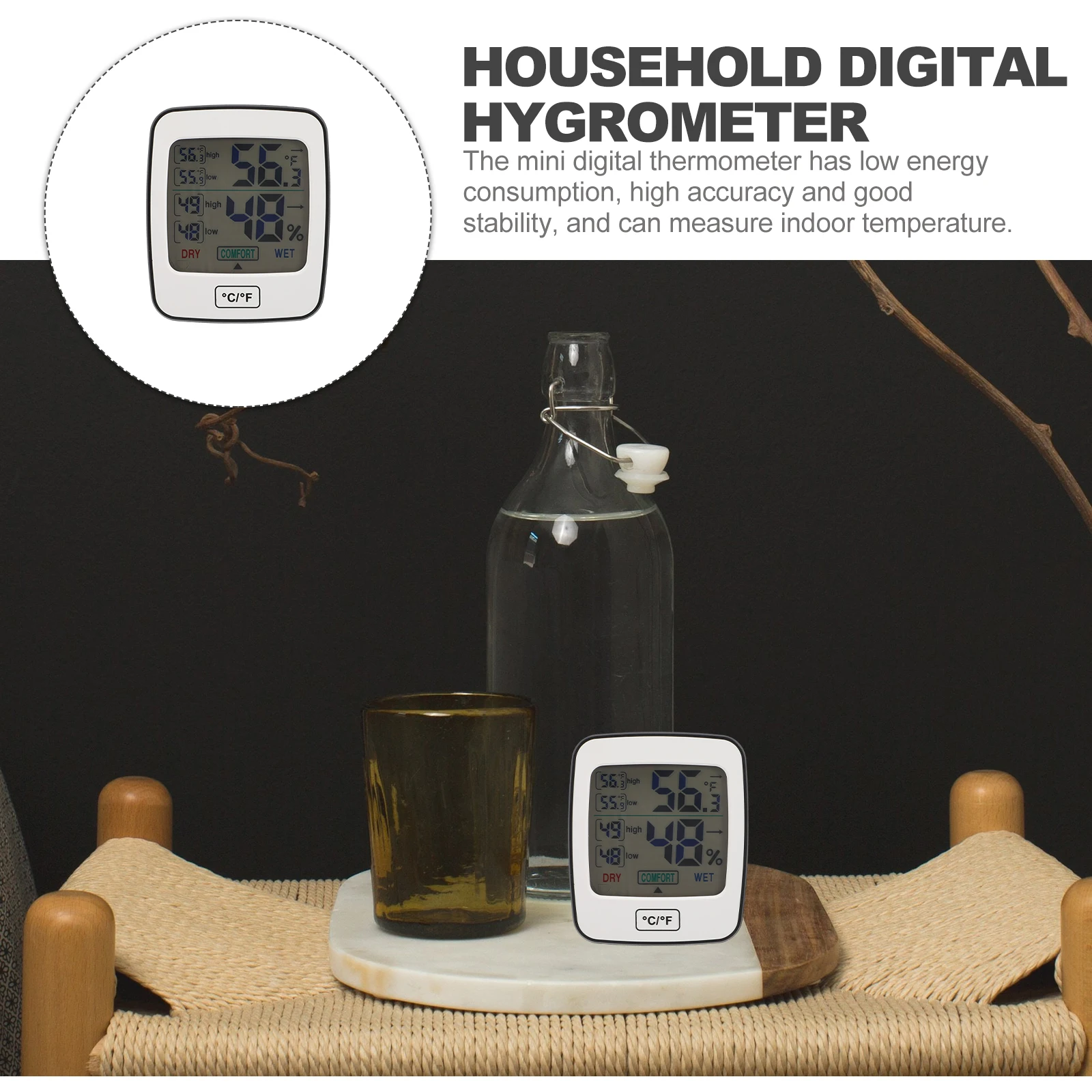 

Mini Digital Thermometer Hygrometer Indoor Home Use Kids Room Temperature Monitor Large Screen Accurate Humidity Sensor Tools