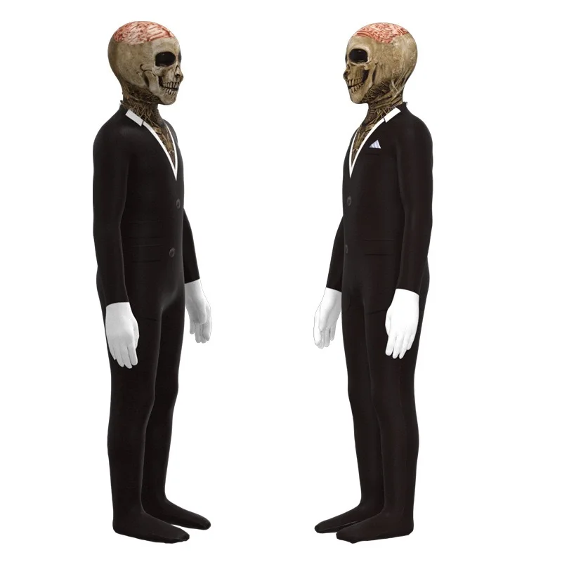 Halloween Suit Skeleton Grim Reaper Kids Costume Cartoon Printed Skeleton Mask tuta Adult Cosplay Horror Game genitore-figlio