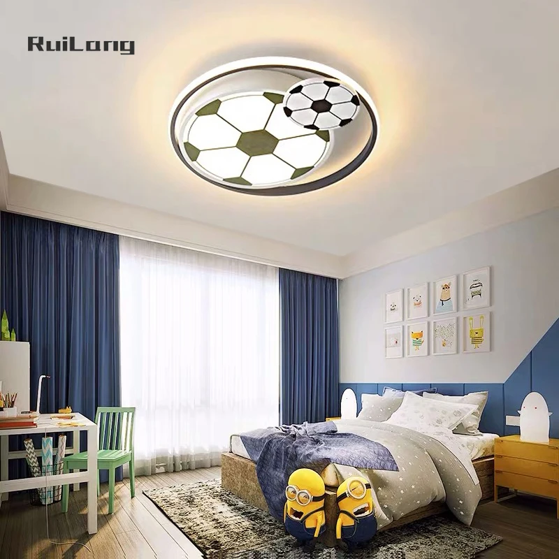 criativo led teto luz para o quarto das criancas futebol lustre cartoon cool soccer lamp lustre para bebes meninos decoracao do quarto 01