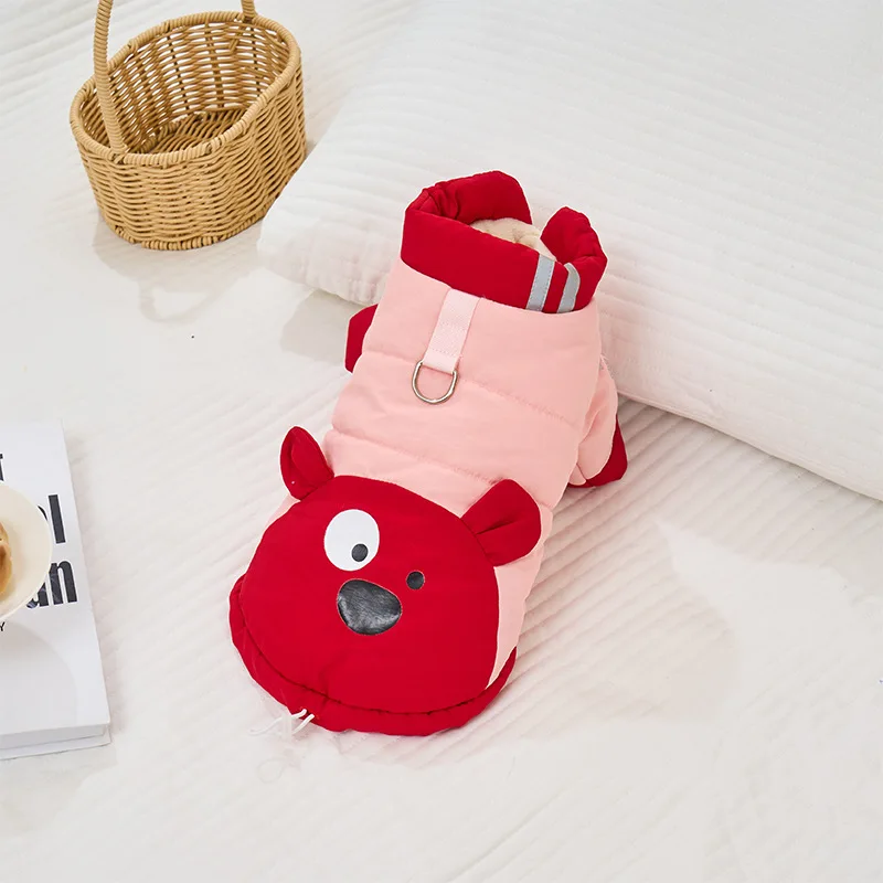 Dog Winter Coat Pet Fleece Jacket Cute Bear Dog Outfit, Warm Winter Clothes For Small Medium Like Chihuahua, Pomeranian_voghion.com