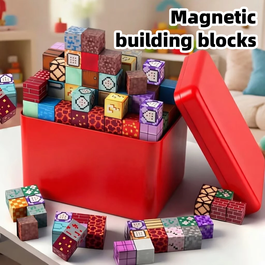 Caixa de armazenamento de bloco de construção tnt, brinquedo de blocos de construção magnéticos, conjunto de blocos de construção, blocos de construção de brinquedo de montagem diy das crianças,