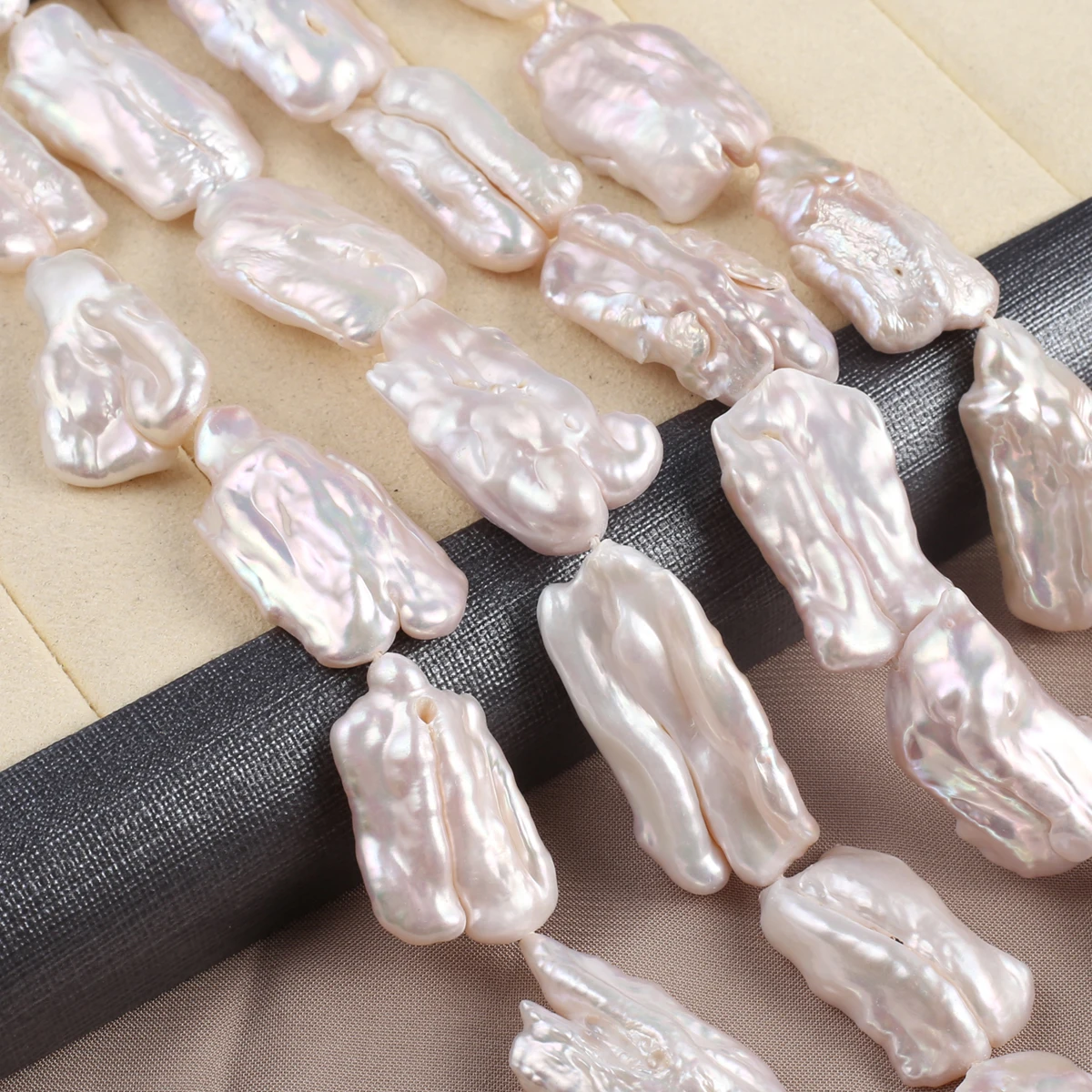 Natural Pearl Large Biwa Beads Exquisite Shape Elegant Appearance for DIY Jewelry Making Handmade Bracelet Necklace Length 36cm