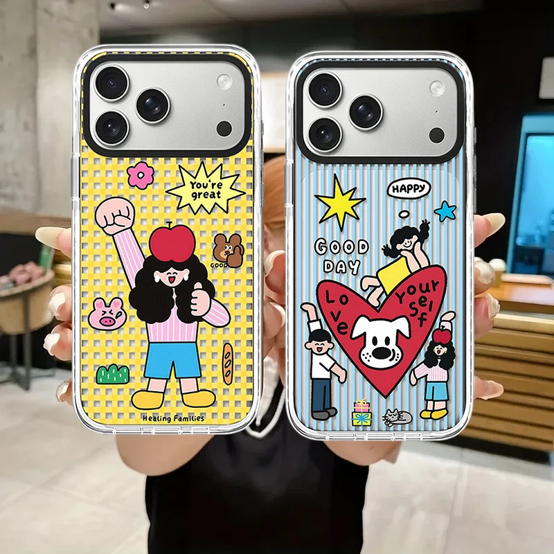 Love Yourself Happy White Border Magnetic Phone Case Cover for IPhone 13 14 15 16 17 Pro Max Case for IPhone Air