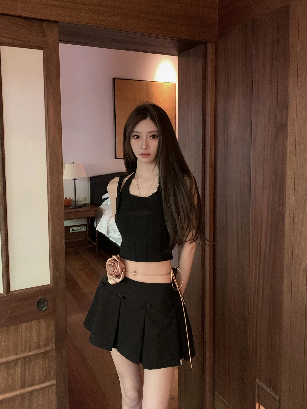 

F PROJECT Bla Vest Pleated Skirt Casual Set Women Summer Design Sensible Trendy Two-Piece Suit for Young Women