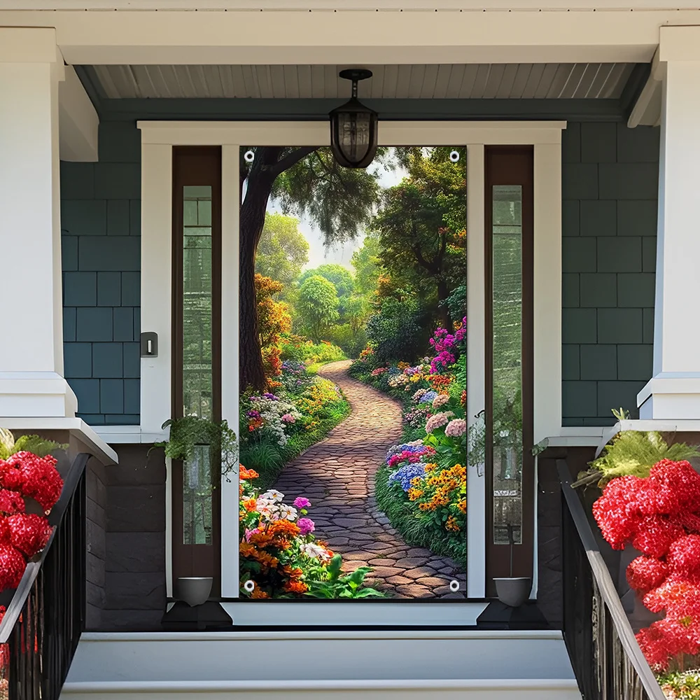Vintage spring garden view door covers, perfect for indoor and outdoor decor, are ideal for bedrooms and parties