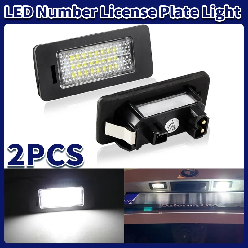 2pcs CANbus 24-SMD LED License Plate Light Assembly For BMW E90 M3 E92 E70 E39 F30 E60 E61 E93 Tail Numbe Plate Lamp White DC12V