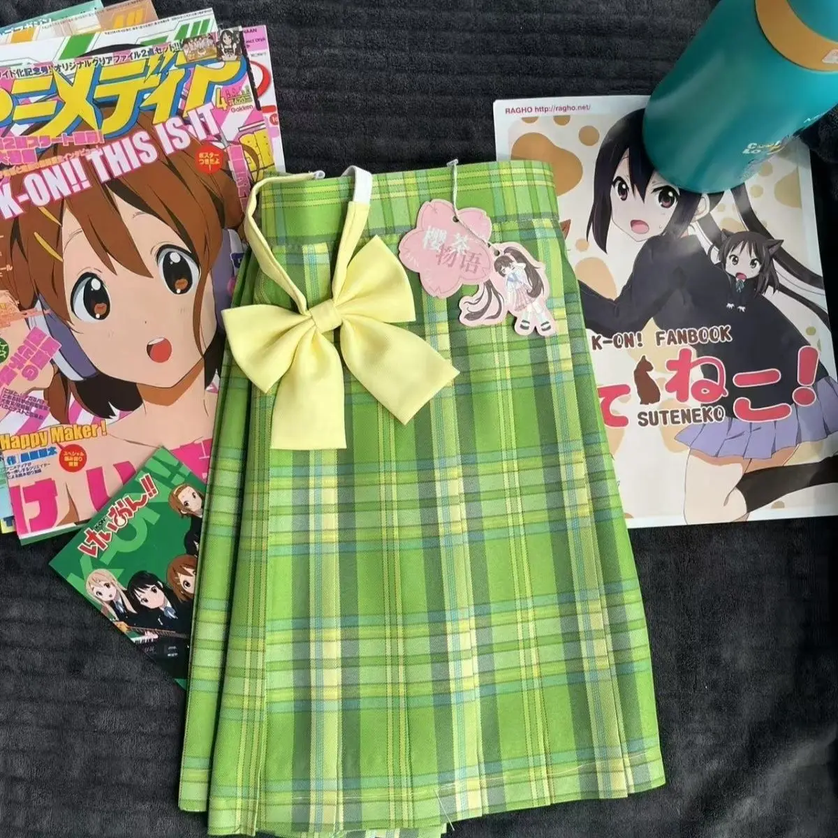 

[Grass Cake] Green Department Original Student Plaid Pleated Academy Short Bust Skirt Regular Fit