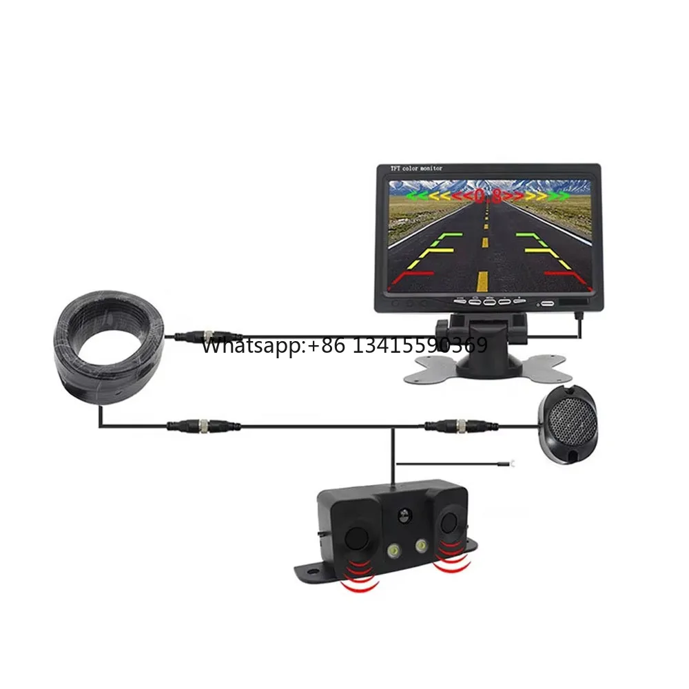 

12V 24V Truck Alarm System Parking Sensor Camera 7 Inch AHD Display Monitor With Rear View Backup Camera for Truck