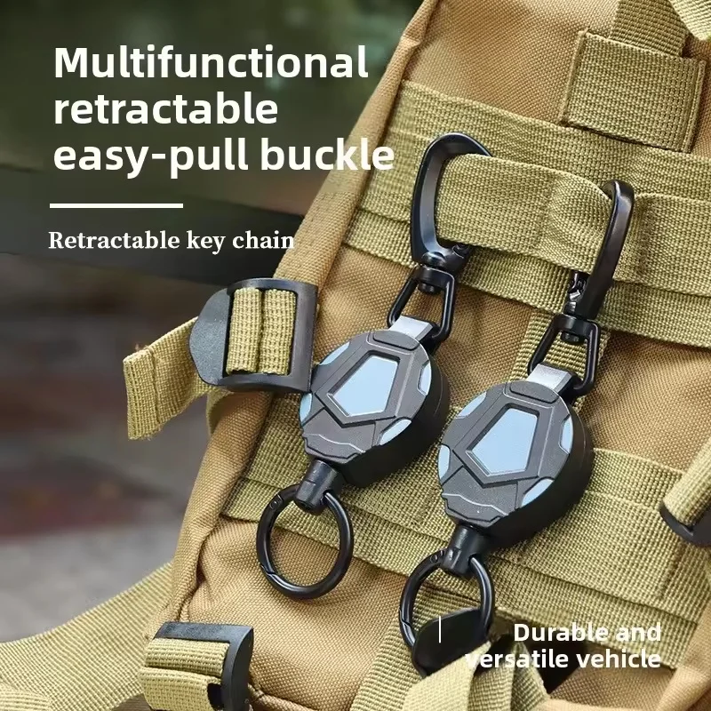 Portachiavi Universale Retrattile in Acciaio da 31,5 Pollici con Cordino Antifurto, Porta Badge ID con Moschettone, Cordino Telescopico Resistente