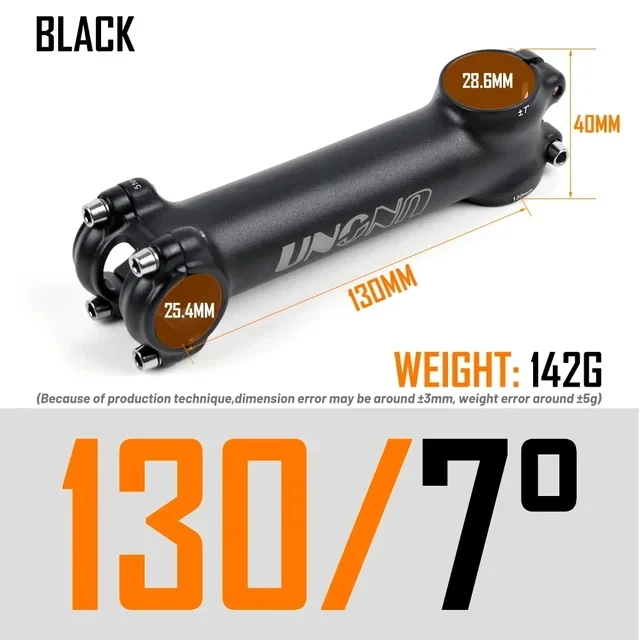 UNO Fahrrad Vorbau Ultraleicht 7/17/35 Grad 28,6x25,4 MM 60-130 MM MTB Road Vorbau Fahrrad für Gabel Berg MTB Fahrrad Kalloy Schwarz Splitter