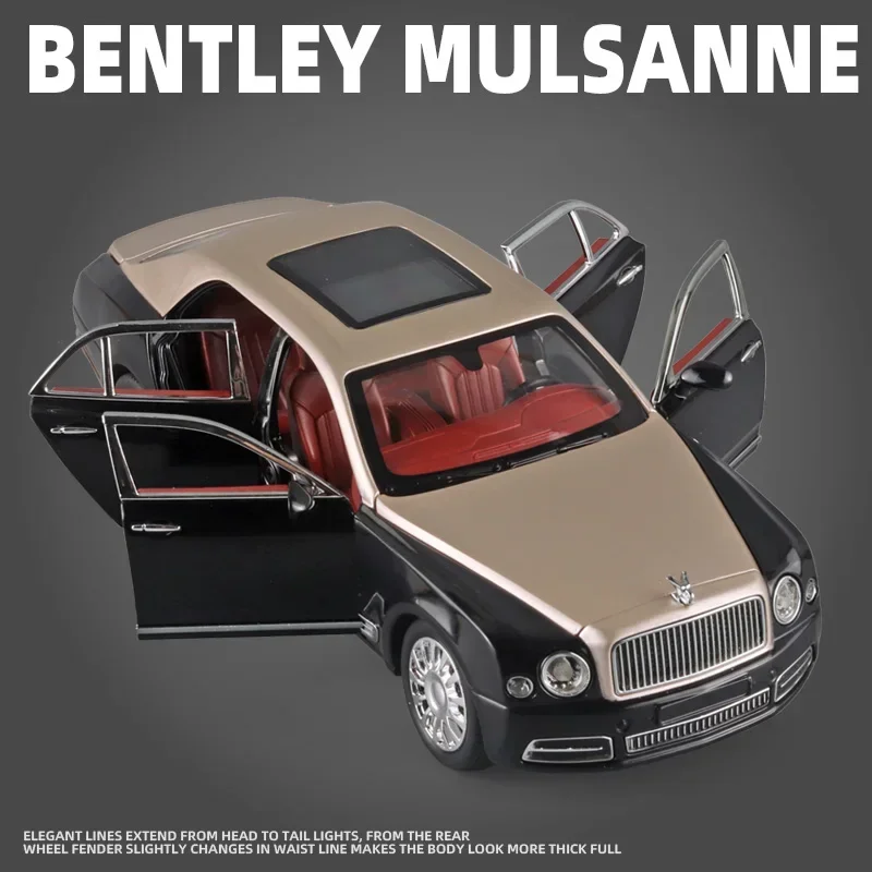 1/24 Bentley Mulsanne GT Alloy Model Car Collection Toy Diecast Metal Vehicle Simulation Sound & Light Toys For Children Gift