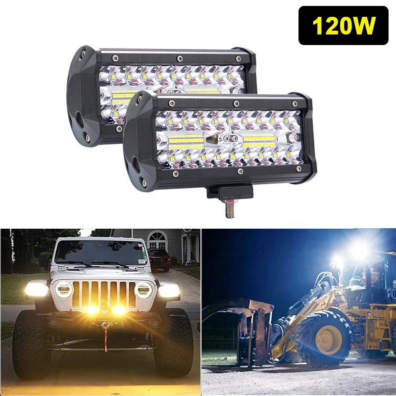 

120W Car LED Light Bar 7Inch Driving Beam Off Road Fog Lamp Spot Flood Combo Led Work Lights for Truck Boat SUV ATV UTV Tractor